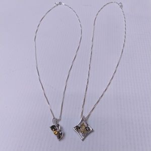 2 STERLING SILVER NECKLACES W/COLORED GEMS